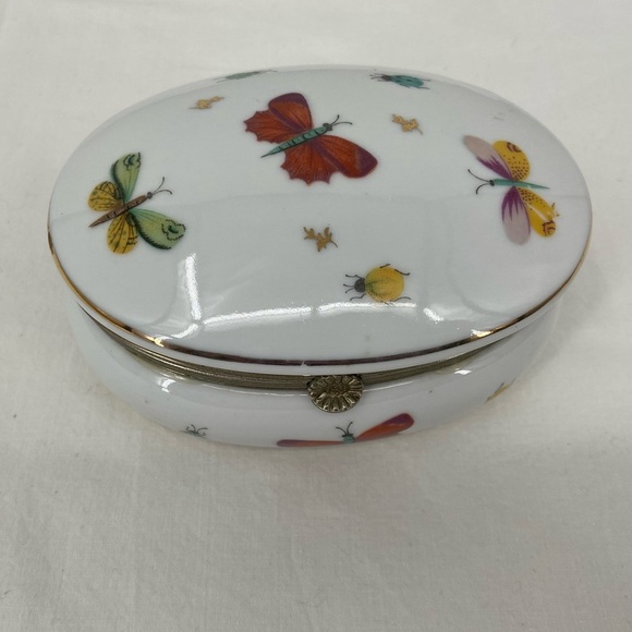 Vintage Lenwile China Ardalt Japan Hand painted Box Butterflies Lady‎ Bugs - Picture 1 of 12